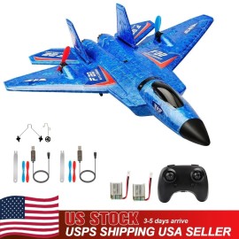 Unbranded Blue Fighter F22 Airplane 2.4G Remote Control Plane 2CH 3-Axis Gyro Glider LED