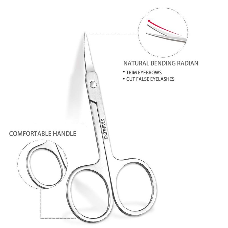 Eyebrow Scissors and Three Eyebrow Brushs,Nose Beard Trimming Scissors Eyelash