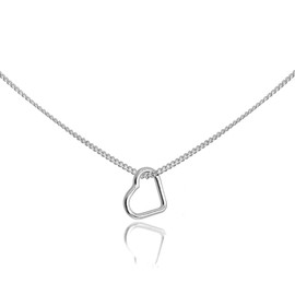 jewellerybox Tiny Sterling Silver 7mm Open Heart Pendant - 16 Inches