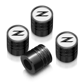 iPick Image for Nissan 370Z Z Logo White on Black Aluminum Cylinder-Style Tire Valve Stem Caps