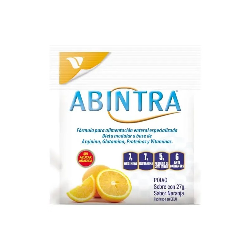 Suplemento Nutricional Abintra L-Glutamina Naranja Sin Gluten Sobre de 27g