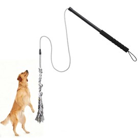 Gingull Outdoor Flirt Pole for Dogs - Interactive Toy Teaser Wand for Dogs Outdoor Chase and Tug of War Heavy Duty Dog Flirt Pole, Durable Pet Toys for Dog, Black