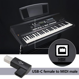 EMSea 2 Pieces MIDI Adapter USB-C Female to MIDI Male USB-C Female to MIDI 90 Degree Adapter Compatible with Printers MIDI E-Pianos Synthesizers USB Microphones