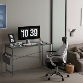 Pamray 47 Inch Computer Desk for Small Spaces with Storage Bag, Home Office Work Desk with Headphone Hook, Small Office Desk Study Writing Table