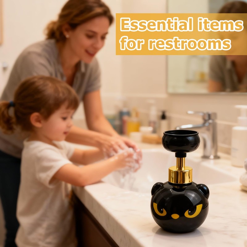 GDGJWL Cute Cat Paw Foam Soap Dispenser, Black Kitty Hand