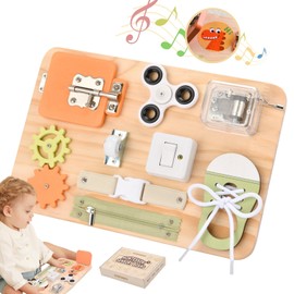 Montessori Toys for Tooddlers- Busy Board for 1 2 3 4 years - Educational Fidget Toys for Baby - Wooden Sensory Toys Autistic Children - Preschool Activities - Fine Motor Skills – Travel Toy