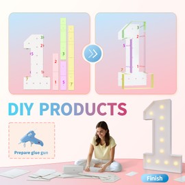 imprsv 4FT Marquee Numbers 13,DIY Light Up Numbers for 13th Birthday Decorations, Party Decorations,Anniversary Party Decor,Mosaic Number for Balloons Number 13,Pre-Cut Foam Board Kit