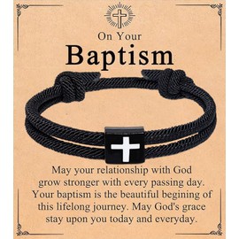 Artlunar Inspirational Religious Cross Bracelet Braided Rope Adjustable Bible Verse Bracelet Christian Baptism Confirmation Present for Men Women Teens