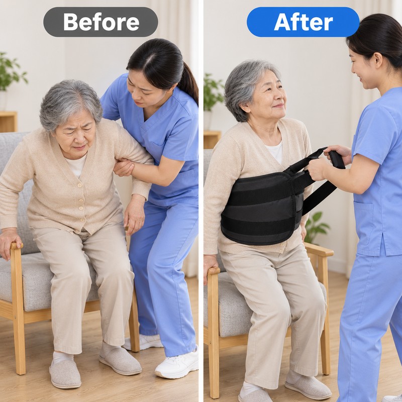 Transfer Assist Sling with Handles for Caregiver-Assisted Bed and Chair