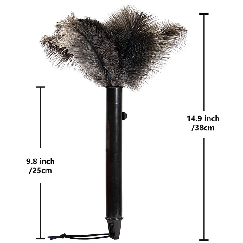 iHUFeather Retractable Ostrich Feather Duster for Cleaning, 15 Inch Fluffy