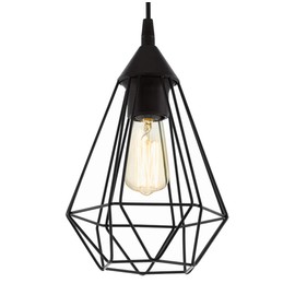 Eglo Tarbes Pendant Lamp, 1 Flame Vintage Pendant Lamp in Retro Look, Material: Steel, plastic. Colour: Black, Frame: E27, Ø 17.5 cm