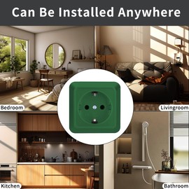Wall Socket 250V AC 16A Earth Socket Green MZ-04
