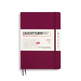 LEUCHTTURM1917 - Monthly Planner & Notebook 2025 Softcover, Composition (B5), Port Red (Nov 1 2024 - Feb 28, 2026)