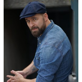 WEROR WEROR-320.1 Men's / Women's Flat Cap with Peak, Herringbone Hat with Cotton Lining, Summer/Winter, navy