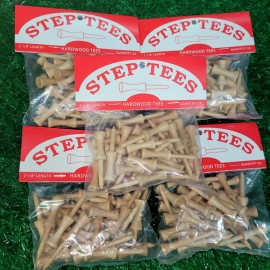 Step Tees Golf Tees 2 1/8" Hardwood Brown 5 packs of 35 Brown step tees {175}