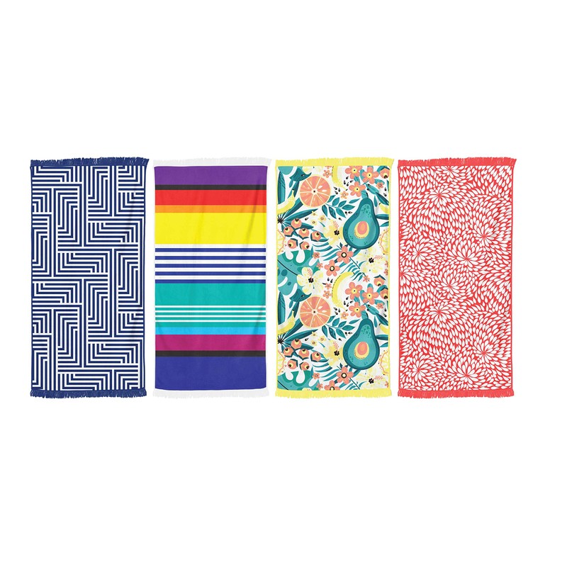Rectangular Towel with Tassle Blue Beach Bath Summer Holiday Beach
