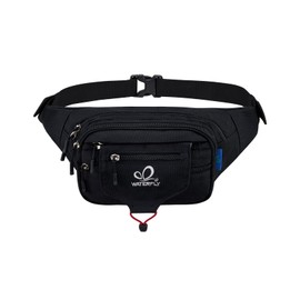 WATERFLY Bum Bag Belt Bag for Men and Women Sports Waist Bag for Running Fitness Jogging Hiking, black, Multiple compartments