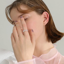 PRAYMOS Dog Paw Rings for Women S925 Sterling Silver Cute Cat Puppy Paw Print Ring Stackable Ring Pet Jewelry Gifts Size 5-11 (7)