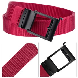 KYEYGWO Men's Nylon Belt with Automatic Buckle, Adjustable Fabric Belt, Outdoor Waist Belt, Tactical Leisure Belt, Men's Work Belt, red