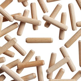 WidgetCo 1/4" x 1-1/4" Wood Dowel Pins, Multi-Groove (Qty 100)