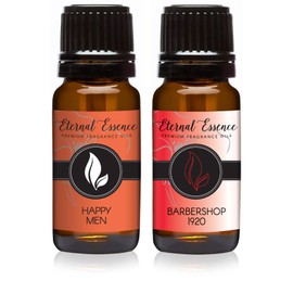 Eternal Essence Oils 2 Pack 10ml Premium Fragrance Oil - Happy Men & Barbershop 1920 - for Candle, Soap Making, Aromatherapy, Diffusers, Home Care, & Humidifiers