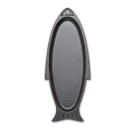 Outset 76376 Fish Cast Iron Grill and Serving Pan Black, 18.9 x 7.28 x 0.98 inches