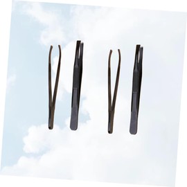 TOVINANNA 4pcs Black Stainless Steel Eyebrow Clips Eyebrow Shaping Tools for Precision Trimming Easy Eyelash Application Double Stickers Makeup Accessories