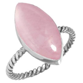 Jeweloporium 925 Sterling Silver Ring for Women Size V 1/2 Pink Rose Quartz Gemstone Costume Silver Ring New Year Gift Vintage Jewelry