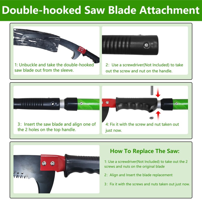 Pole Saws for Tree Trimming, 8.2-15FT Extendable Manual Pole Saw,