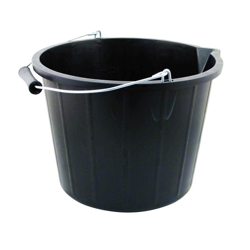 Bucket 3 Gallon Heavy Duty Black Builders 14l Litre Plastic
