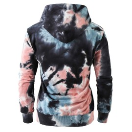 KLIEGOU Mens Tie-Dye Pullover Hooded Sweatshirt (288 Pink/Green M)
