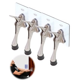 Door Stopper with Adhesive Bracket Stickers, No Drilling or Tools Needed, Available for All Doors, Door Holder, Heavy Door Stop, KickDown Door Stoppers by HASHI (Satin Nickel/Bracket 4pack)