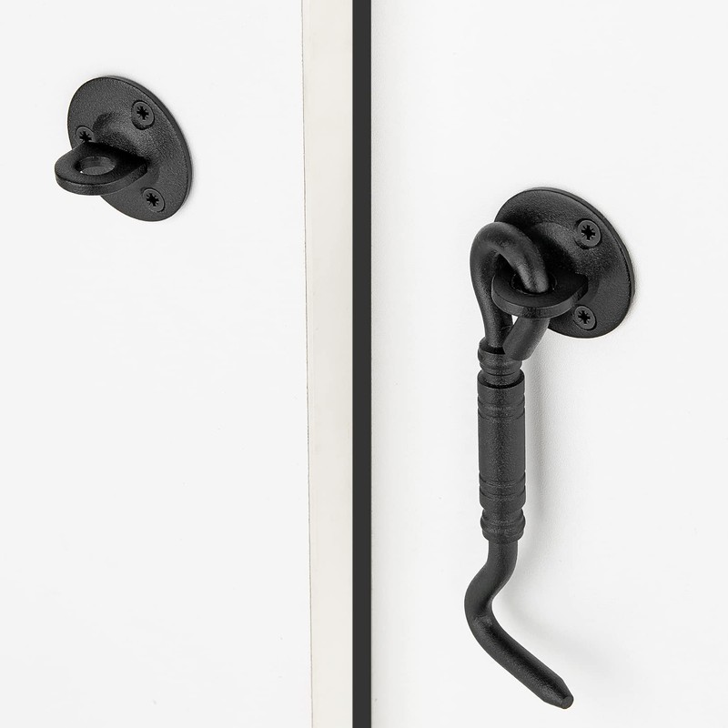 INIRET 2 Packs 4”Barn Door Latches，Matte Black Heavy Duty Solid