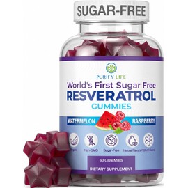 Purify Life Gomitas De Resveratrol Sin Azúcar Potente Suplemento De Resveratrol De 1500 Mg Para Favorecer La Salud Digestiva E Inmunológica...        