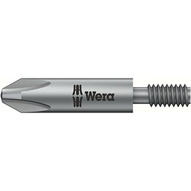 WERA 065081 Impact Driver Bit for Phillips Screws, Inserted M4 Thread, Blade Size PH2, Total Length 1.3 inches (33 mm)