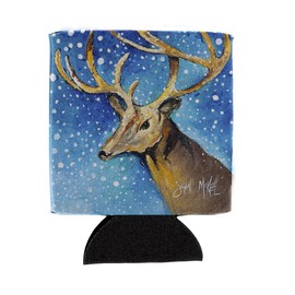 Caroline's Treasures JMK1206CC Reindeer Can or Bottle Hugger Cooler Washable Drink Sleeve Collapsible Beverage Insulated Holder, Can Hugger, Multicolor