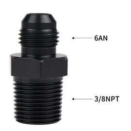 Dexepe 6AN Male Flare to 3/8 NPT Pipe Fitting Adapter Aluminum Straight Fuel Line Hose Adapter Black Anodized Fuel System Fittings
