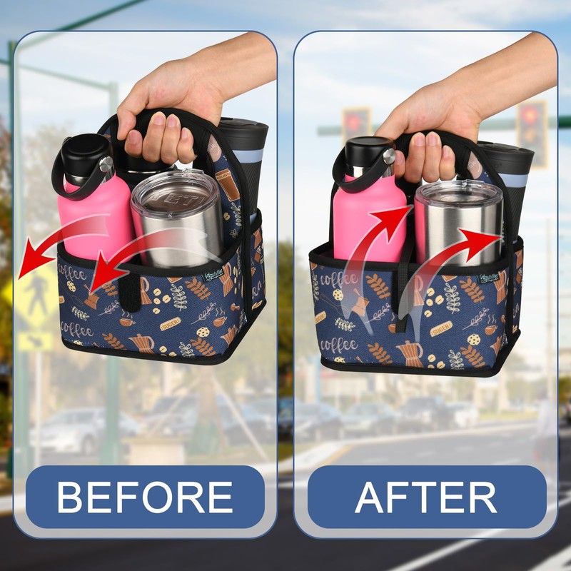 Beautyflier Reusable Insulated Coffee Cup Carrier, Portable Drink Holder with