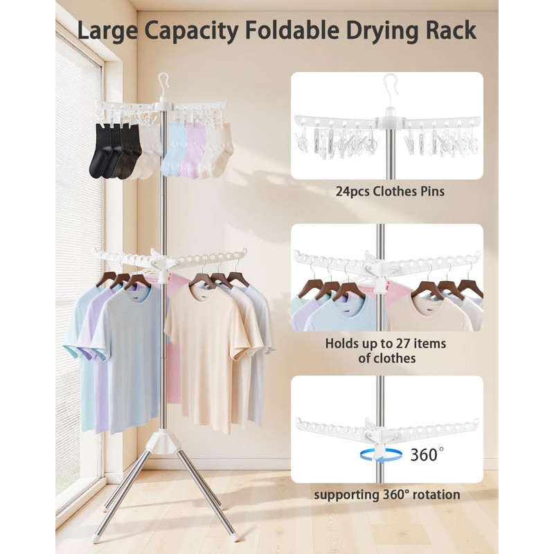 VewePata Foldable Clothes Drying Rack - 2 Tier Laundry Drying