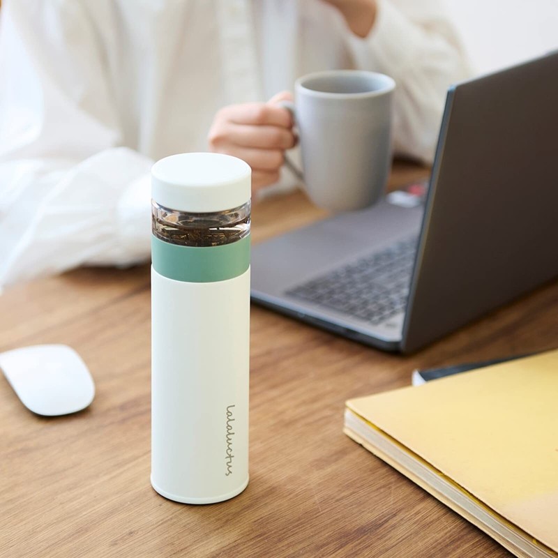 Smile LALALUCTUS Tea Bottle with Strainer, Vacuum, Double Wall Structure,