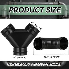 Landhoow 3 Way Duct Splitter Exhaust Pipe Splitter Y Connector for Indoor Growing Tents Dryer Vent Hoses Durable HVAC Fitting for Efficient Airflow Distribution Black (4" X 4" X 4")