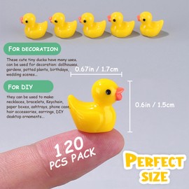 CAABISO 120 Pcs Mini Colorful Resin Ducks Bulk to Hide, Tiny Ducks Glow in The Dark Mini Figures Miniature Duck for Garden Dollhouse Family Crafts Ornament Potted Decorations DIY, Yellow