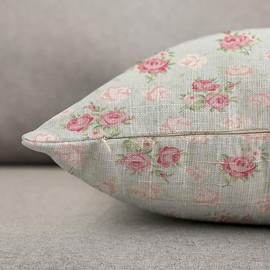 HOSNYE Rose Throw Pillow Cover Elegance with Shabby Chic Rose Flowers in Vintage Style Linen Fabric for Couch Bed Sofa Car Waist Cushion Cover 12 x 20 inch Pillow Case