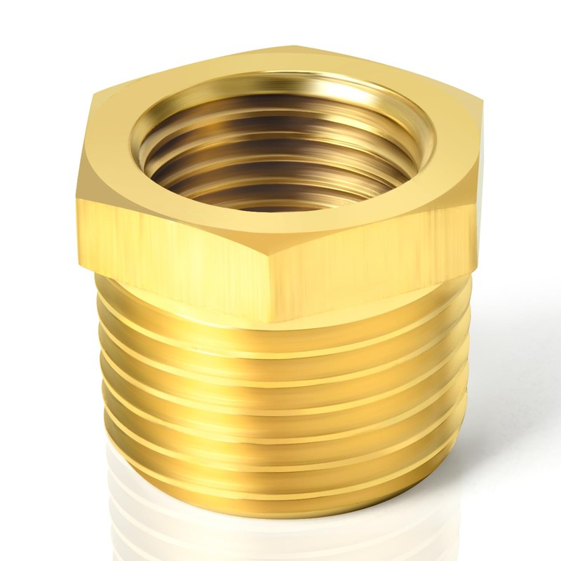 TAISHER 5 Pcs Brass Reducer Hex Bushing Threaded Pipe Fitting