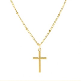 Yecomsy Dainty Cross Pendant Necklace Infinity Cross Choker Charm Necklace Faith Jewelry Religious Minimalist Cross Gift-Bead Gold