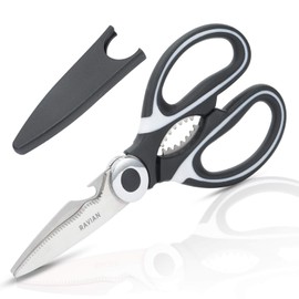 Ravian Kitchen Scissor Heavy Duty Shears with PP Cover Multifunctional Dishwasher Safe Stainless- Steel Sharp Scissor for Poultry, Fish, Meat, Vegetables, Herbs, BBQ, Flowers, Nuts