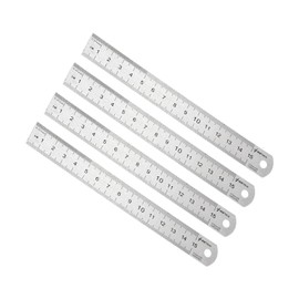 Kozelo 5pcs Stainless Steel Ruler - [6 Inch] Straight Edge Metal Measuring Tools for Architectural Design Use | Silver Tone