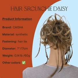 CAISHA Jumbo Scrunchie Braided Updo Wavy Messy Bun Hairpiece Brown Mix G6D