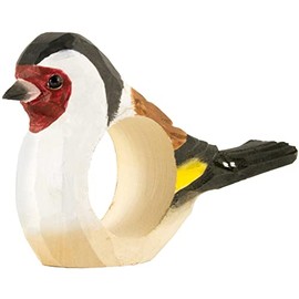 Wildlife Garden WG579 Napkin Ring Goldfinch - Hand Carved Wooden Napkin Ring for Table Decoration