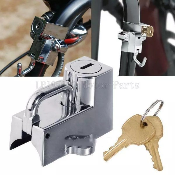 Unbranded Chrome Handlebar Helmet Lock For Harley Davidson Bobber Chopper